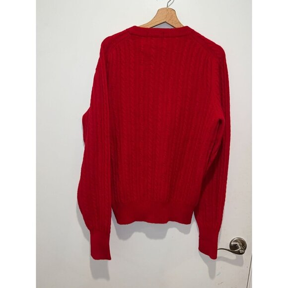 Lord & Taylor Red Lambswool Cable Knit Crewneck Pullover Sweater Men's Size L - Picture 5 of 10